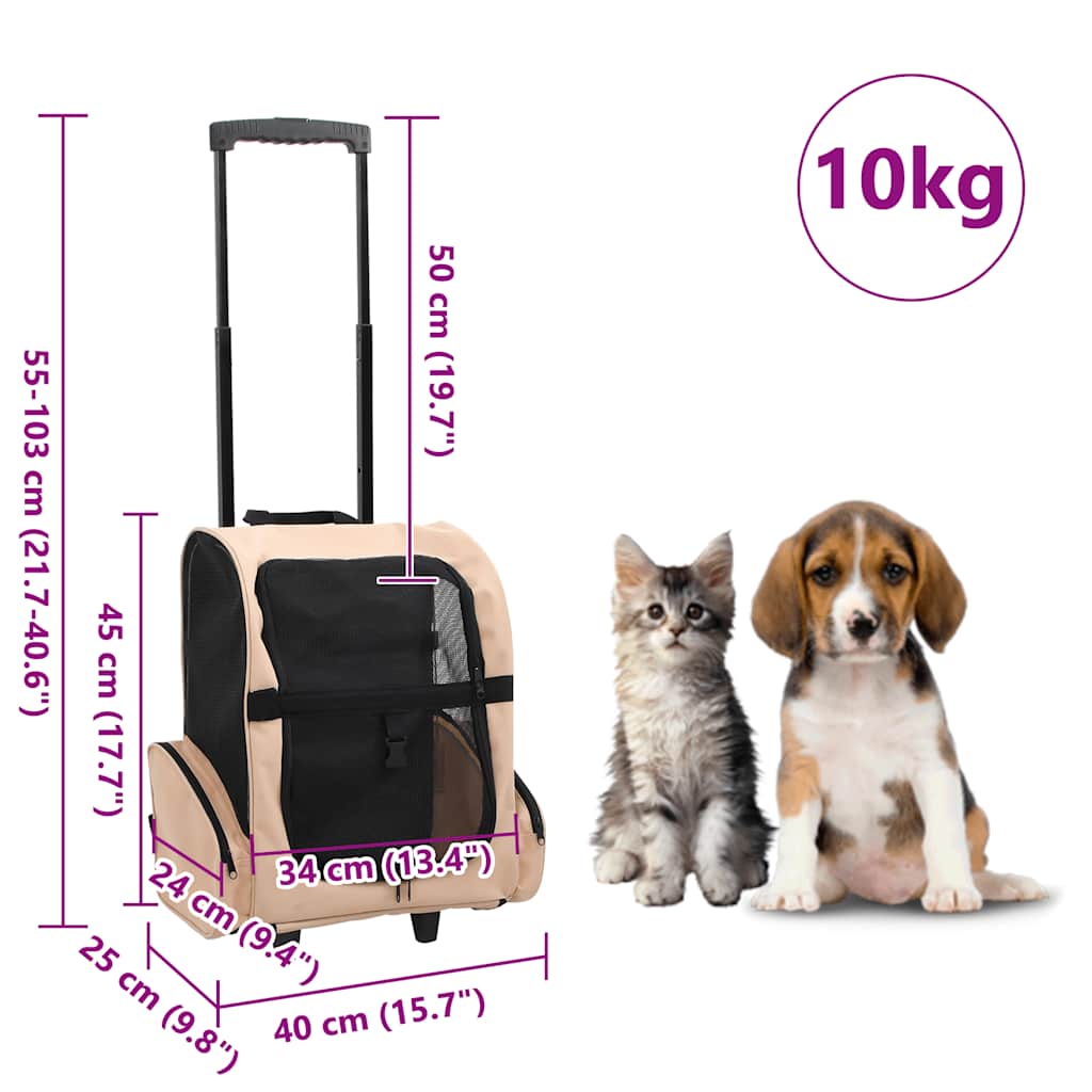 HKM-6035773 Foldable 3-in-1 Pet Trolley for Cats, Dogs, and Small Animals - Lightweight and Ventilated