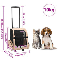 HKM-6035773 Foldable 3-in-1 Pet Trolley for Cats, Dogs, and Small Animals - Lightweight and Ventilated