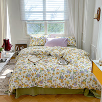HKM-603603 Floral Pattern Pure Cotton Bedding Set - 3 or 4 Pieces in Multiple Sizes