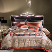 HKM-603603 Pure Cotton Chinese Style Brocade Embroidery Bedding Set - Available in Four-Piece, Six-Piece, Eight-Piece, and Ten-Piece Options