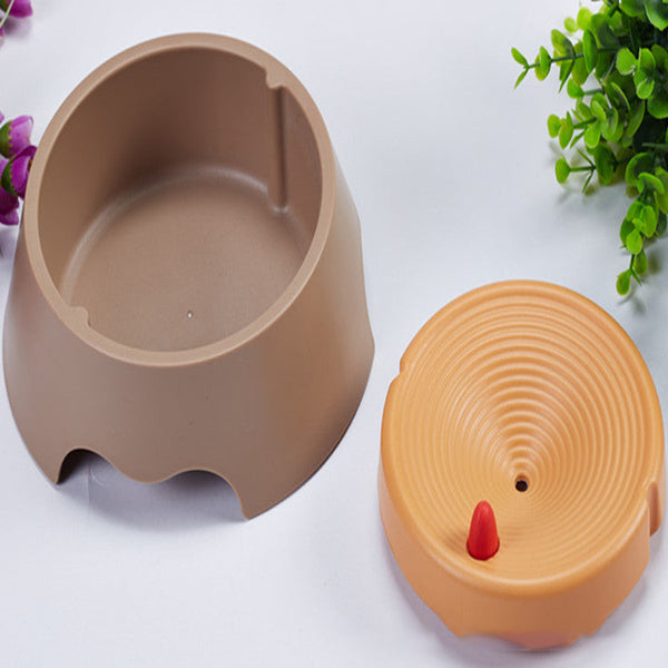 HKM-6036285 Beige Plastic Pet Drinking Bowl for Cats and Dogs - No Wet Mouth Design