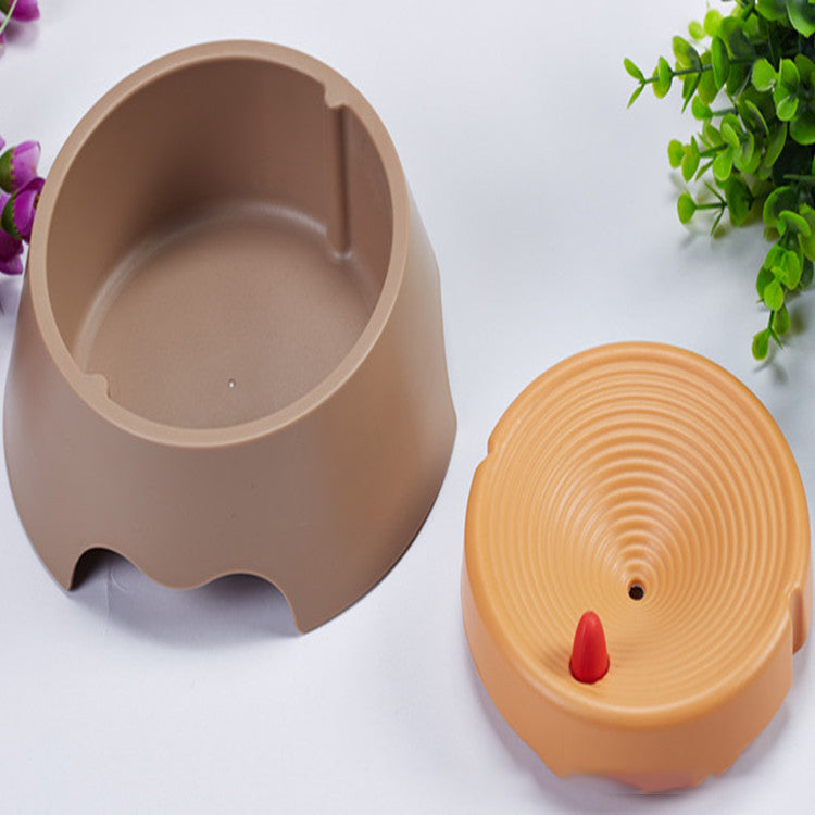 HKM-6036285 Beige Plastic Pet Drinking Bowl for Cats and Dogs - No Wet Mouth Design