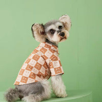 HKM-6036669 Checked Denim Shirt for Pets - Caramel, Black & White - Sizes S to XXL