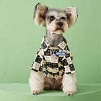 HKM-6036669 Checked Denim Shirt for Pets - Caramel, Black & White - Sizes S to XXL