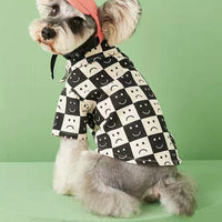 HKM-6036669 Checked Denim Shirt for Pets - Caramel, Black & White - Sizes S to XXL