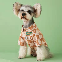 HKM-6036669 Checked Denim Shirt for Pets - Caramel, Black & White - Sizes S to XXL