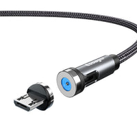 HKM-603667 Magnetic Rotating Data Cable with 360° Rotation for Android, TYPE-C, and iPhone - 1m/2m Length, Gray Red