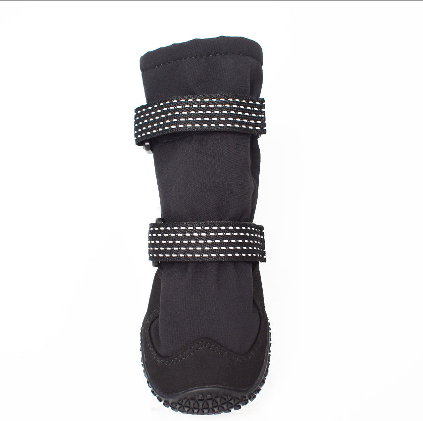 HKM-6036925 Waterproof Thickened Velvet Dog Boots - Non-Slip and Warm, Available in Dark Gray and Black