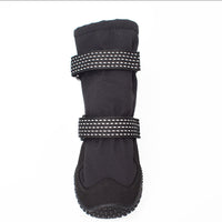 HKM-6036925 Waterproof Thickened Velvet Dog Boots - Non-Slip and Warm, Available in Dark Gray and Black