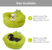 HKM-6037565 Cozy Plush High Bolster Donut Bed for Small Dogs and Cats - Anti-Slip Design, Perfect for Relaxation and Comfort