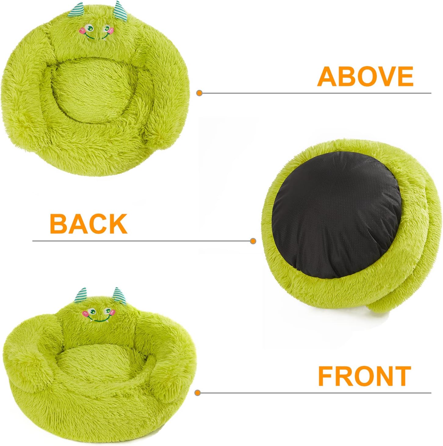 HKM-6037565 Cozy Plush High Bolster Donut Bed for Small Dogs and Cats - Anti-Slip Design, Perfect for Relaxation and Comfort