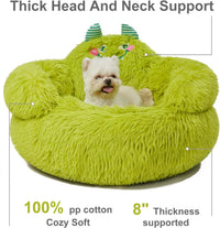 HKM-6037565 Cozy Plush High Bolster Donut Bed for Small Dogs and Cats - Anti-Slip Design, Perfect for Relaxation and Comfort