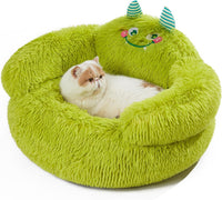 HKM-6037565 Cozy Plush High Bolster Donut Bed for Small Dogs and Cats - Anti-Slip Design, Perfect for Relaxation and Comfort