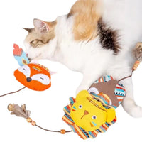 HKM-603795 Interactive Plush Cat Toys – Cute Animal Designs Including Lions and Foxes, Bite Resistant and Self-Play Features