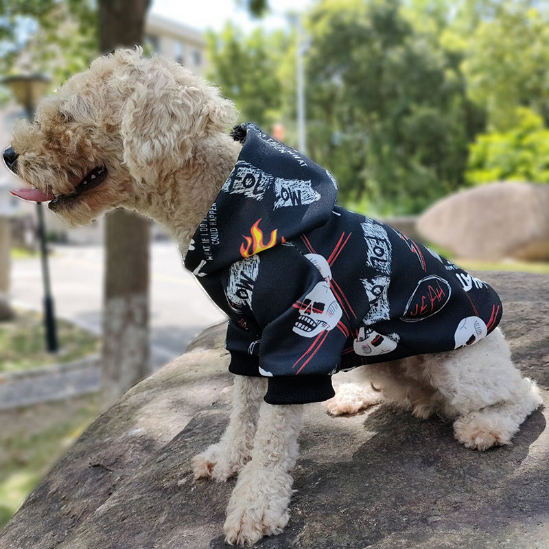 HKM-6038461 Camouflage Dog Hoodie with Skull Design - Casual Acrylic Pet Outfit in Multiple Sizes