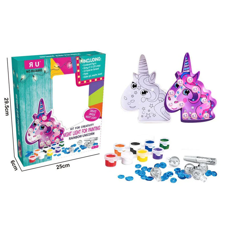 HKM-603859 DIY 3D Puzzle Craft Kits for Kids - Unicorn, Flamingo, and Llama Night Light Painting Set