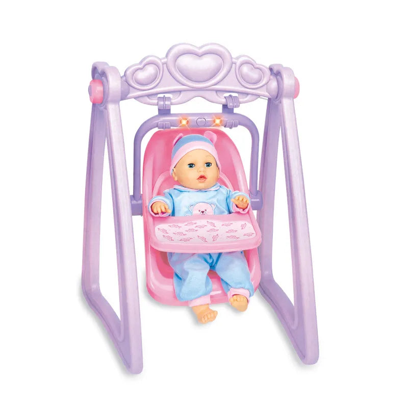 HKM-603923 Baby Doll Cradle Set with Light & Sound for Kids Ages 2-7