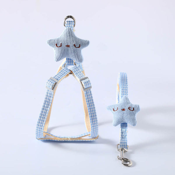 HKM-6039357 Simple Starfish Design Dog Harness and Leash Set ¨C Durable Nylon, Available in Pink, Red, Blue, Khaki