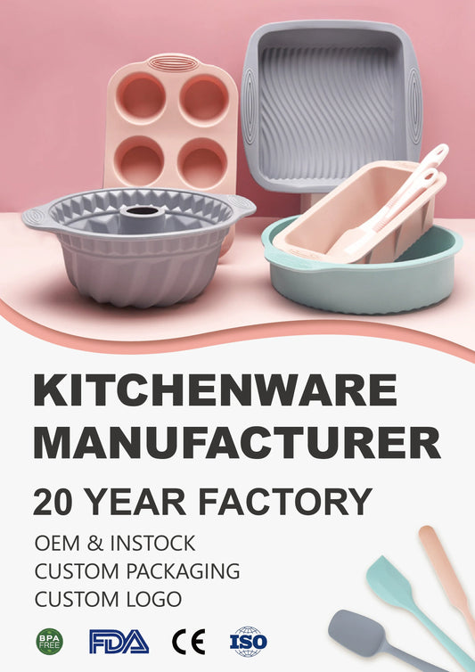 HKM-603987 19-Piece Silicone Kitchenware Set with Wooden Handle, Non-Stick Utensils and Cutting Board