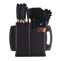 HKM-603987 19-Piece Silicone Kitchenware Set with Wooden Handle, Non-Stick Utensils and Cutting Board