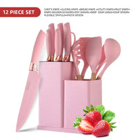 HKM-603987 19-Piece Silicone Kitchenware Set with Wooden Handle, Non-Stick Utensils and Cutting Board