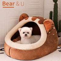 HKM-6040125 Cute Bear Den Pet House - Removable & Washable Dog Bed for Small Pets