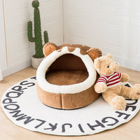 HKM-6040125 Cute Bear Den Pet House - Removable & Washable Dog Bed for Small Pets