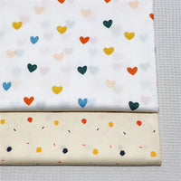 HKM-604115 Cotton Twill Printed Fabric with Color Geometric Heart-shaped Polka Dots for Bedding and Apparel