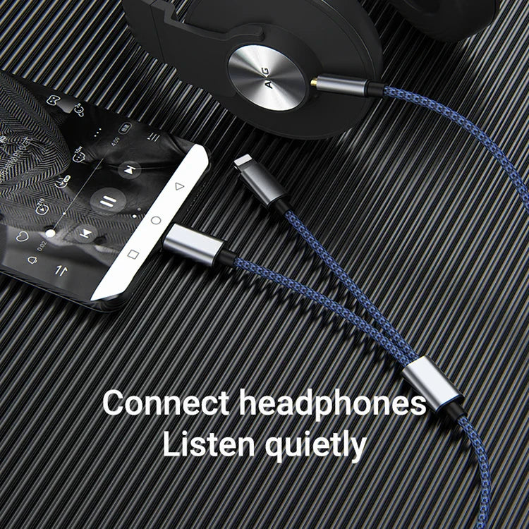 HKM-604179 3 in 1 Type C & 3.5mm Male to Male Aux Audio Splitter Cable for Car Audio Systems