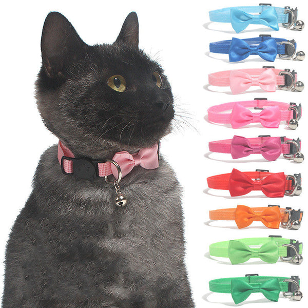 HKM-6042045 Nylon Pet Tie Collar with Bell - Available in Various Colors for Cats