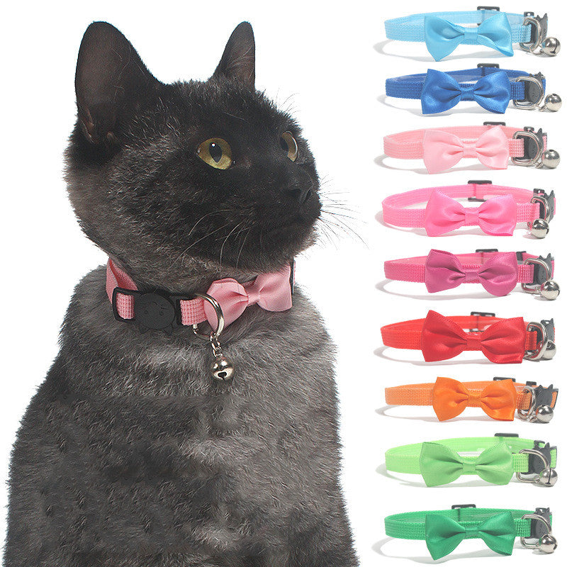 HKM-6042045 Nylon Pet Tie Collar with Bell - Available in Various Colors for Cats