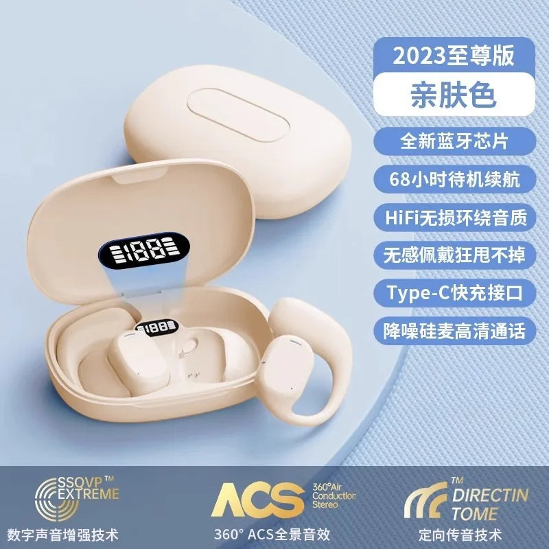 HKM-604435 Open-Air Wireless Earphones with BT5.4 and LED Digital Display for Sports and Gaming