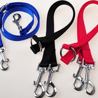 HKM-6045629 Double Dog Walking Leash Coupler - Nylon, Adjustable Lengths in Purple, Red, Blue, Black
