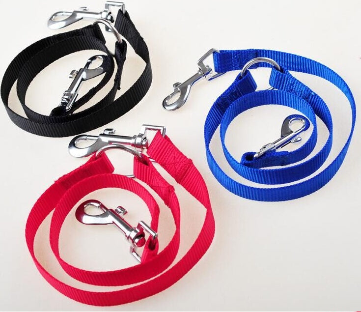 HKM-6045629 Double Dog Walking Leash Coupler - Nylon, Adjustable Lengths in Purple, Red, Blue, Black