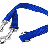 HKM-6045629 Double Dog Walking Leash Coupler - Nylon, Adjustable Lengths in Purple, Red, Blue, Black