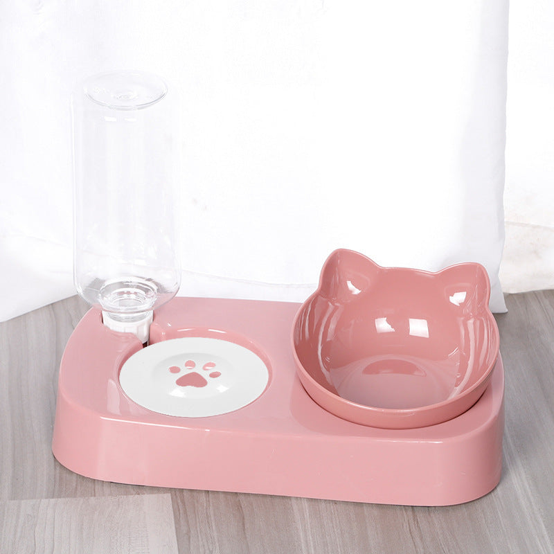 HKM-6046013 Floating Double Cat Bowl with Kettle - Non-Slip Design, Available in Blue, Pink, Green