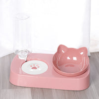 HKM-6046013 Floating Double Cat Bowl with Kettle - Non-Slip Design, Available in Blue, Pink, Green