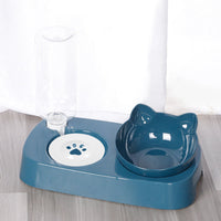 HKM-6046013 Floating Double Cat Bowl with Kettle - Non-Slip Design, Available in Blue, Pink, Green