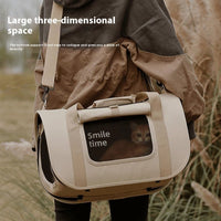 HKM-6048061 Lightweight Portable Pet Diaper Bag Crossbody for Cats in Khaki and Pink Options