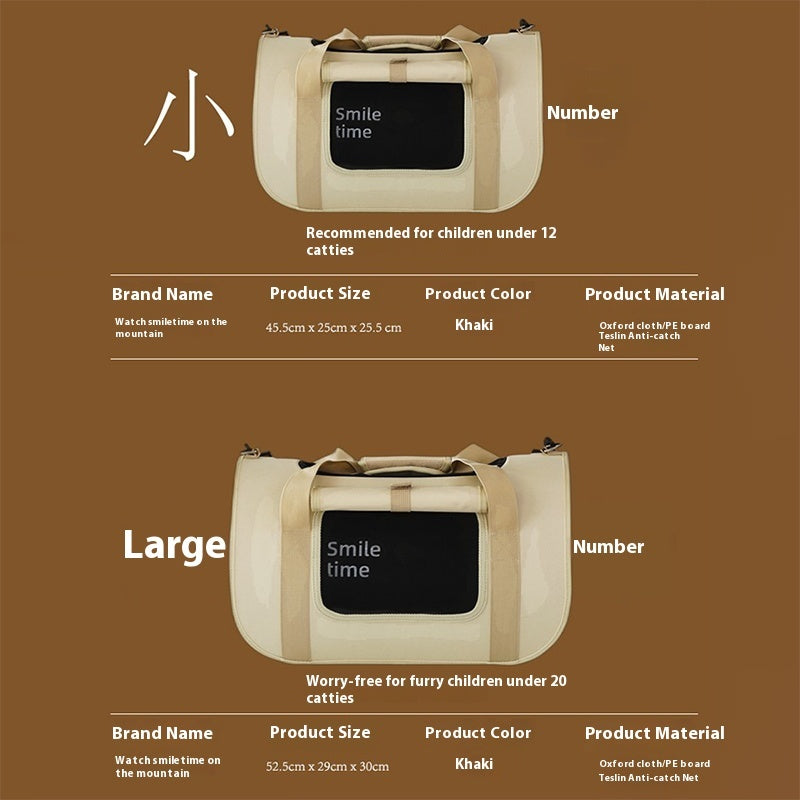 HKM-6048061 Lightweight Portable Pet Diaper Bag Crossbody for Cats in Khaki and Pink Options