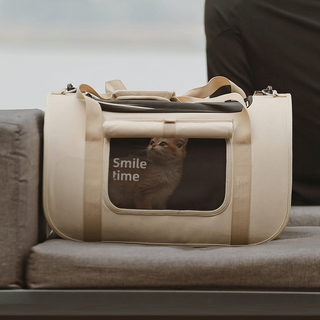 HKM-6048061 Lightweight Portable Pet Diaper Bag Crossbody for Cats in Khaki and Pink Options
