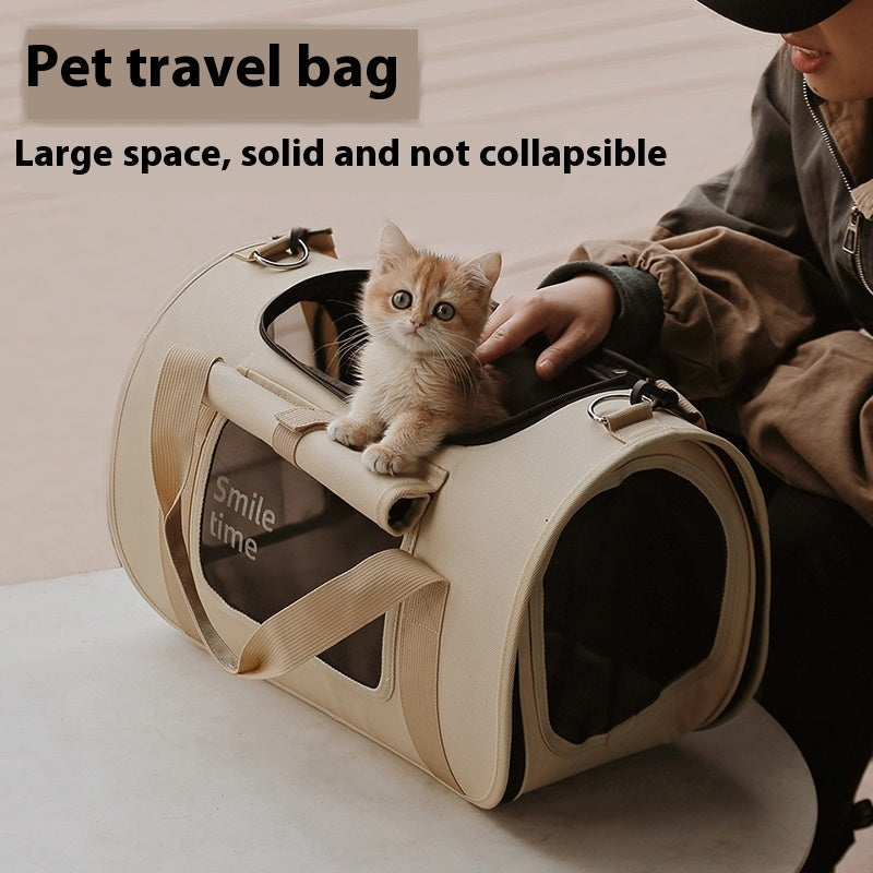 HKM-6048061 Lightweight Portable Pet Diaper Bag Crossbody for Cats in Khaki and Pink Options