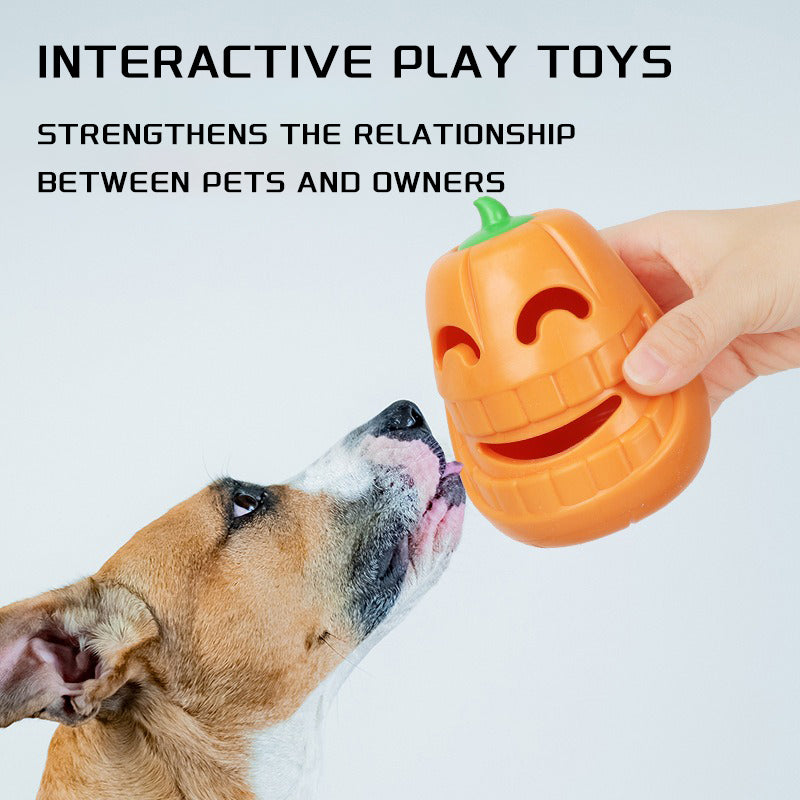 HKM-6049085 Halloween Pumpkin Dog Chew Toy – Interactive Treat Dispensing Puzzle for All Breeds – Durable Thermoplastic Rubber Design