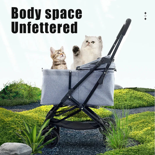 HKM-604947 Pet Stroller for Dogs and Cats with 360° Rotating Front Wheel and Travel Carrier Design