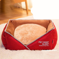 HKM-6049853 Embroidered Square Nest Cat Litter Mat with Beveled Edges and High Elastic Filling