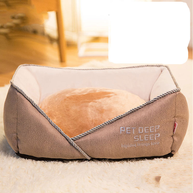 HKM-6049853 Embroidered Square Nest Cat Litter Mat with Beveled Edges and High Elastic Filling