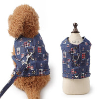 HKM-6050877 Light Blue and Dark Blue Pet Denim Vest with Lattice Hole Design
