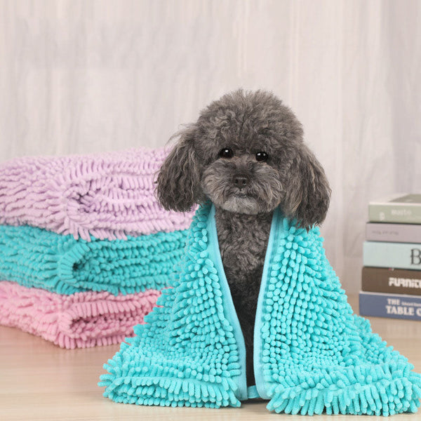 HKM-6051261 Chenille Pet Absorbent Towel - Available in Purple, Pink, and Blue in Multiple Sizes