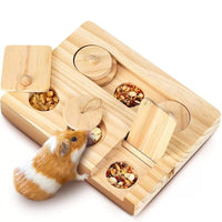 HKM-6051773 Wooden Hamster Feeder and Snack Dispenser for Small Pets