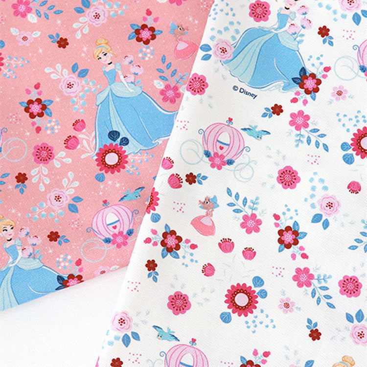 HKM-605267 Cinderella's Ball Pure Cotton Fabric for Children's Clothing - Milk White & Pink
